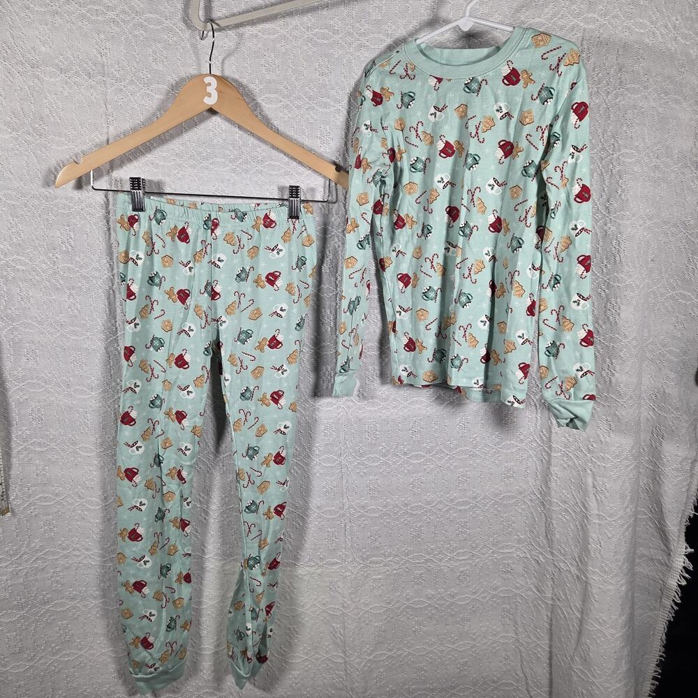 Janie and Jack Girls Pajama Set Size 12 Holiday Christmas Gingerbread Candy Cane